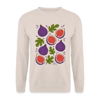 Feigen | Frucht Botanik & Mediterran - Unisex Pullover - Sand - Vorne - Alina (178cm) & Michal (187cm)