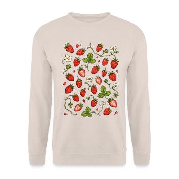 Erdbeeren | Beeren Garten & Sommer - Unisex Pullover - Sand - Vorne - Alina (178cm) & Michal (187cm)
