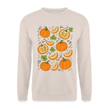 Kürbisse | Herbst Gemüse & Ernte - Unisex Pullover - Sand - Vorne - Alina (178cm) & Michal (187cm)