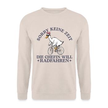 Fahrrad Gans Die Chefin will Radfahren - Unisex Pullover - Sand - Vorne - Alina (178cm) & Michal (187cm)