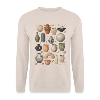 Keramikvasen | Töpfern & Wohnkunst - Unisex Pullover - Sand - Vorne - Alina (178cm) & Michal (187cm)