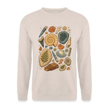 Fossilien | Paläontologie & Urzeit - Unisex Pullover - Sand - Vorne - Alina (178cm) & Michal (187cm)