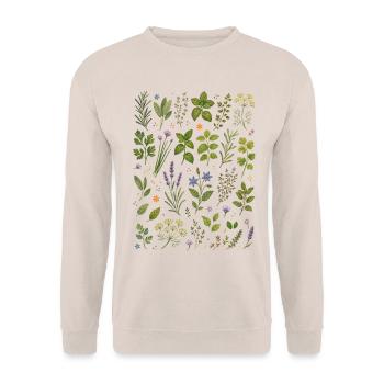Küchenkräuter | Kräuter & Garten - Unisex Pullover - Sand - Vorne - Alina (178cm) & Michal (187cm)