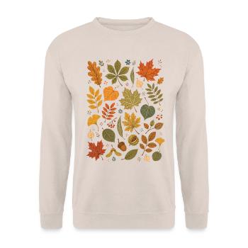 Herbstblätter | Natur & Wald - Unisex Pullover - Sand - Vorne - Alina (178cm) & Michal (187cm)