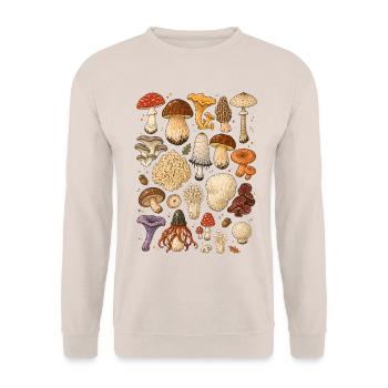 Pilze | Mykologie & Wald - Unisex Pullover - Sand - Vorne - Alina (178cm) & Michal (187cm)