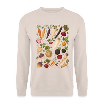 Wurzelgemüse | Garten & Ernte - Unisex Pullover - Sand - Vorne - Alina (178cm) & Michal (187cm)