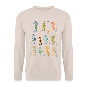 Seepferdchen | Meer & Unterwasserwelt - Unisex Pullover - Sand - Vorne - Alina (178cm) & Michal (187cm)