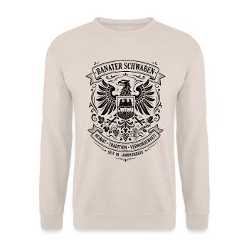 Banater Schwaben | Wappen | Tradition - Unisex Pullover - Sand - Vorne - Alina (178cm) & Michal (187cm)