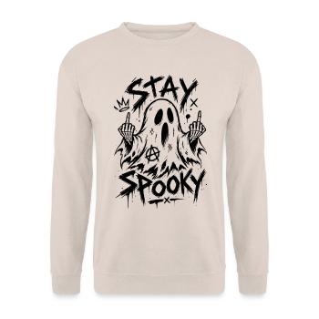 Stay Spooky Geist - Unisex Pullover - Sand - Vorne - Alina (178cm) & Michal (187cm)