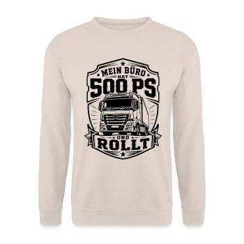 Mein Büro hat 500 PS - Unisex Pullover - Sand - Vorne - Alina (178cm) & Michal (187cm)