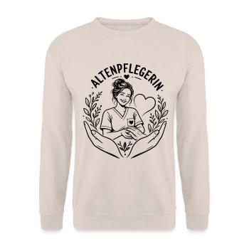 Altenpflegerin - Unisex Pullover - Sand - Vorne - Alina (178cm) & Michal (187cm)