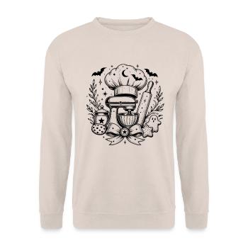 Halloween Backen - Unisex Pullover - Sand - Vorne - Alina (178cm) & Michal (187cm)