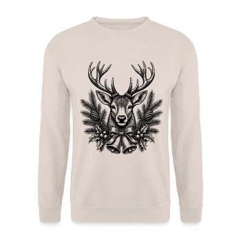Weihnachten Hirsch - Unisex Pullover - Sand - Vorne - Alina (178cm) & Michal (187cm)