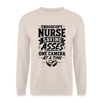 Endoskopie Pflege - Unisex Pullover - Sand - Vorne - Alina (178cm) & Michal (187cm)