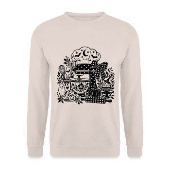 Halloween Backen - Unisex Pullover - Sand - Vorne - Alina (178cm) & Michal (187cm)