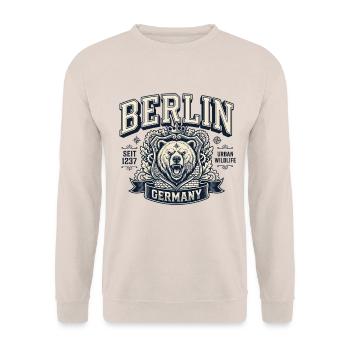 Berlin Bär Germany Urban Wildlife Logo - Unisex Pullover - Sand - Vorne - Alina (178cm) & Michal (187cm)