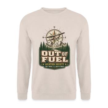 Lustiges Out of Fuel Luftfahrt Design für Piloten - Unisex Pullover - Sand - Vorne - Alina (178cm) & Michal (187cm)
