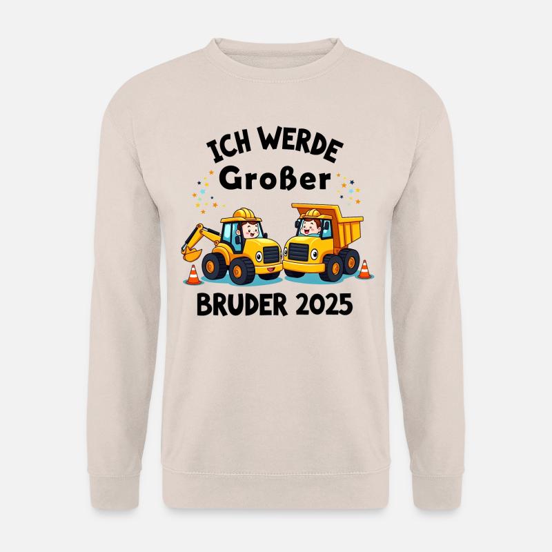 Ich Werde Großer Bruder 2025 Bagger Schwarz Kinder - Unisex Pullover - Sand