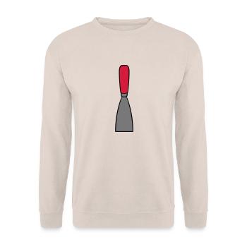 spachtel abkratzen abschaben zement ton arbeiten s - Unisex Pullover - Sand - Vorne - Alina (178cm) & Michal (187cm)