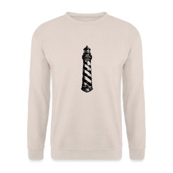 Schräg gestreifter Küsten Leuchtturm - Unisex Pullover - Sand - Vorne - Alina (178cm) & Michal (187cm)
