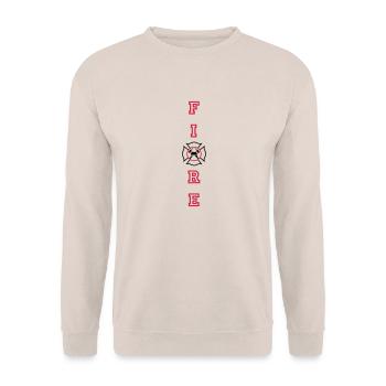 FIRE Vertikal mit Malteserkreuz - Unisex Pullover - Sand - Vorne - Alina (178cm) & Michal (187cm)
