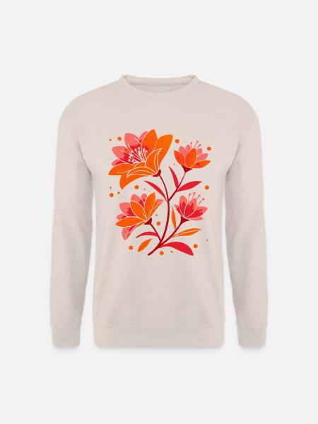 Schöne rote Blumen mit Blätter Frühling - Unisex Pullover - Sand