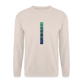 EGG-CITED FOR EASTER – neon Easter humor - Unisex Sweatshirt - sand - Front - Alina (178cm) & Michal (187cm)