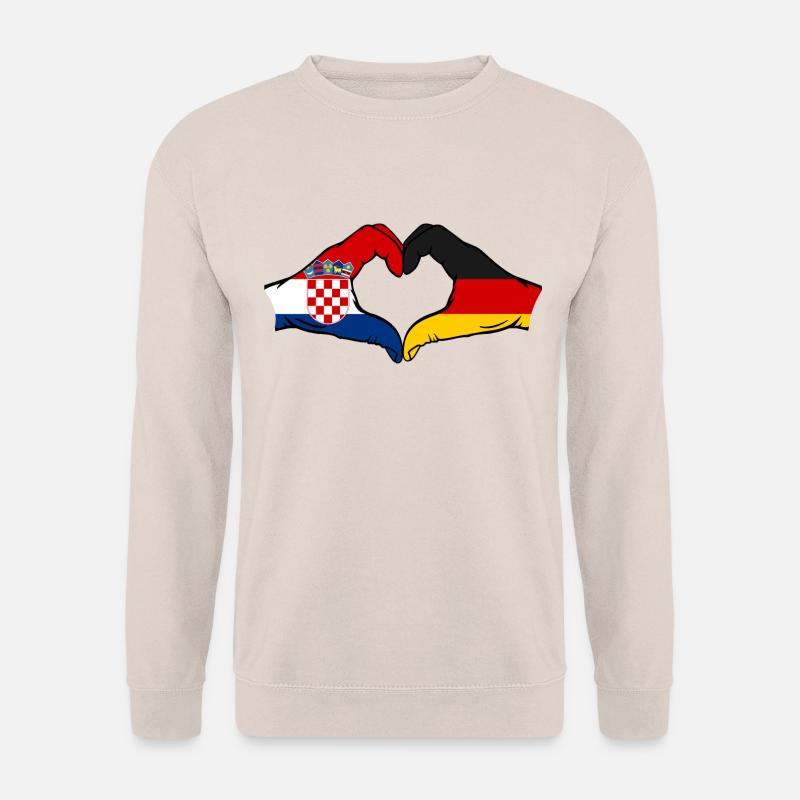 Kroatien Deutschland Herzform mit Hände - Unisex Pullover - Sand