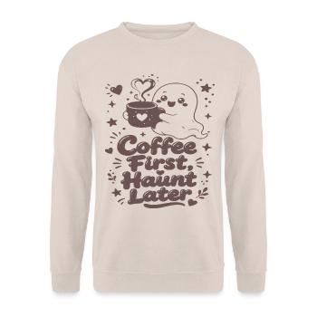 Kaffee Erst, Spuk Danach - Unisex Pullover - Sand - Vorne - Alina (178cm) & Michal (187cm)