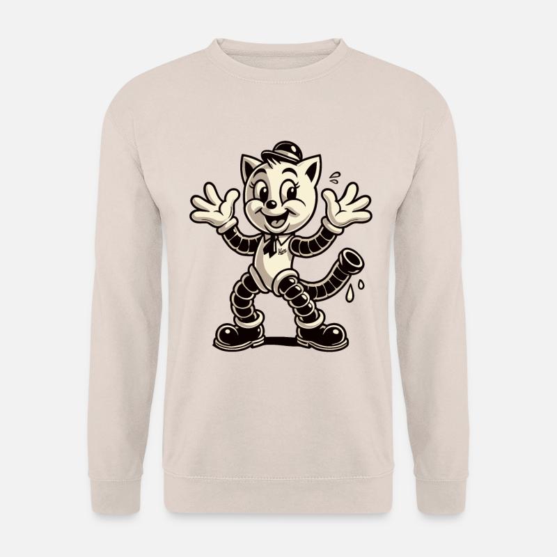 Retro Classic Rubberhose Cat - Unisex Pullover - Sand