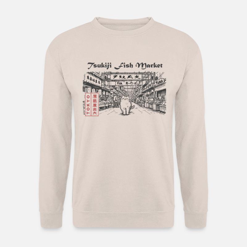 Tsukiji Fish Market Katze - Unisex Pullover - Sand