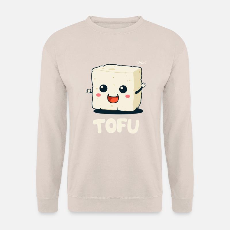 Süßer Tofu Cartoon – Lustiges Veggie Design - Unisex Pullover - Sand