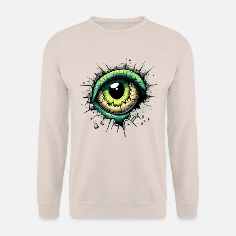 Monster-Auge guckt durch das Loch in der Wand - Unisex Pullover - Sand