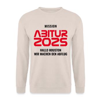 MISSION ABITUR 2025 - HALLO HOUSTON MACHEN ABFLUG - Unisex Pullover - Sand - Vorne - Alina (178cm) & Michal (187cm)