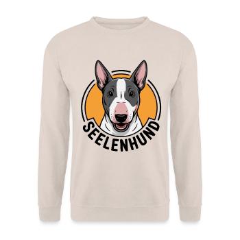 Minibullterrier - mein Seelenhund. Minibullterrier - Unisex Pullover - Sand - Vorne - Alina (178cm) & Michal (187cm)