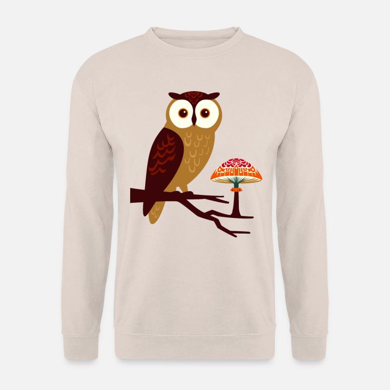 Eule und Pilz - Unisex Pullover - Sand