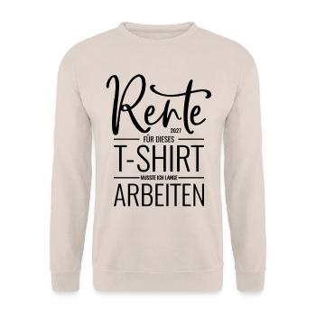 Rente 2027 - Abschied Kollege - Rentner Rentnerin - Unisex Pullover - Sand - Vorne - Alina (178cm) & Michal (187cm)