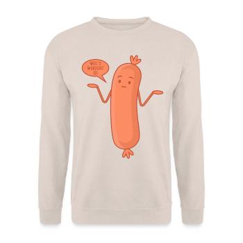 Wurst Bockwurscht Egal Bockwurst Weil's wurscht is - Unisex Pullover - Sand - Vorne - Alina (178cm) & Michal (187cm)