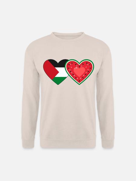 Palästina Wassermelone Flagge Herz - Unisex Pullover - Sand