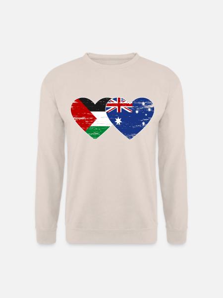 Palästina Australien Flagge Herz used - Unisex Pullover - Sand