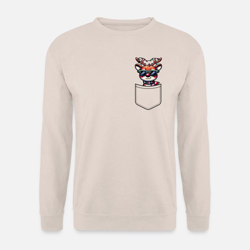 Cooles Rentier mit Sonnenbrille und Schal - Unisex Pullover - Sand