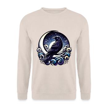 Rabe bei Nacht Mond Mystisch - Unisex Pullover - Sand - Vorne - Alina (178cm) & Michal (187cm)
