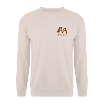 Rainbow Penguin Pride Couple - Unisex Pullover - Sand - Vorne - Alina (178cm) & Michal (187cm)