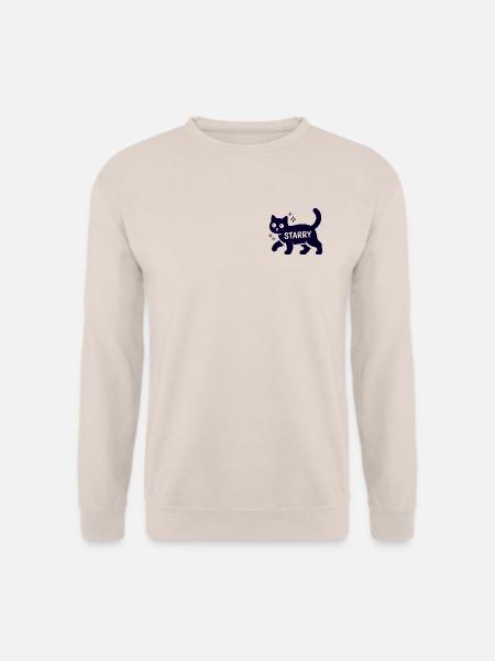 Samtpfote Starry Lustig Monochrom Katze - Unisex Pullover - Sand