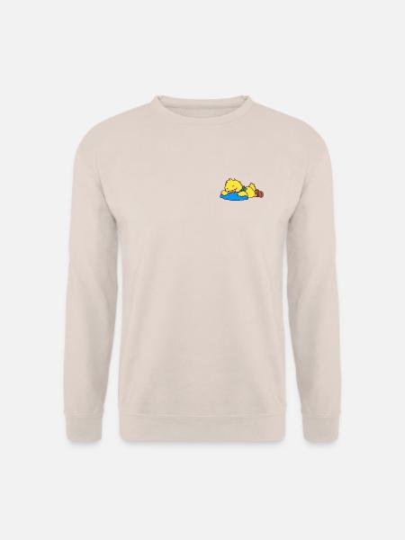 Niedliche schlafende Ente auf einem blauen Kissen - Unisex Pullover - Sand
