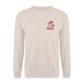 Garten Regenwurm mit Schaufel – Vintage - Unisex Pullover - Sand - Vorne - Alina (178cm) & Michal (187cm)