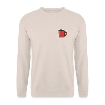 Heiße Schokolade & Marshmallows – Kleines Brust-Emblem - Unisex Pullover - Sand - Vorne - Alina (178cm) & Michal (187cm)