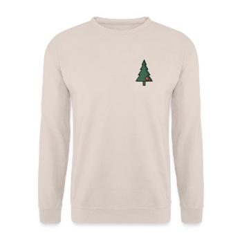 Kleine Kiefer mit roter Kugel – Winziges Emblem - Unisex Pullover - Sand - Vorne - Alina (178cm) & Michal (187cm)