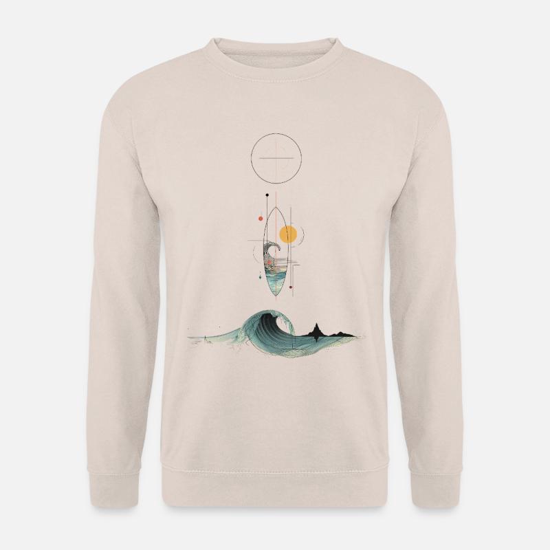 Abstrakte Welle – Geometrische Surfkunst - Unisex Pullover - Sand