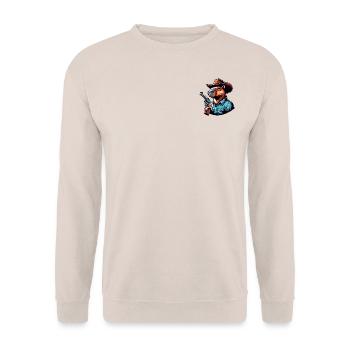 Western Capybara with Revolver - Unisex Sweatshirt - sand - Front - Alina (178cm) & Michal (187cm)